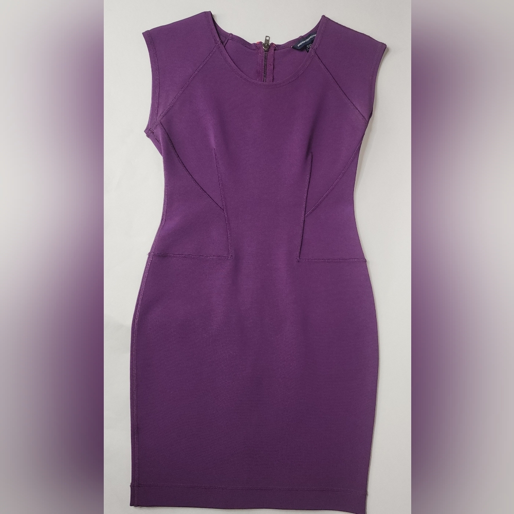 French Connection Women’s Purple Bodycon Dress w/ Orange Back Zipper Size 8